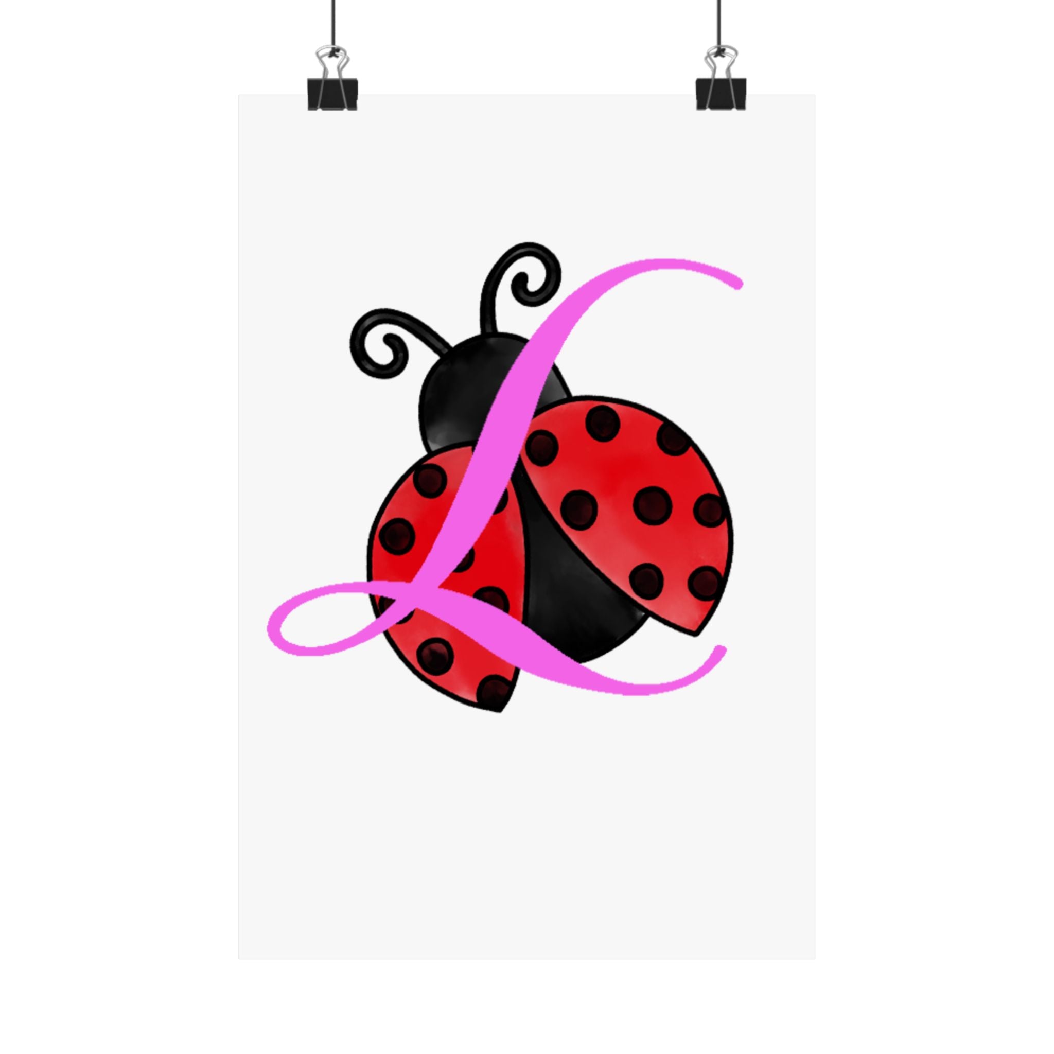 Ladybug Initial “L” Matte Poster — Cute Nursery Wall Art for Girls Printify Poster  314 Originals