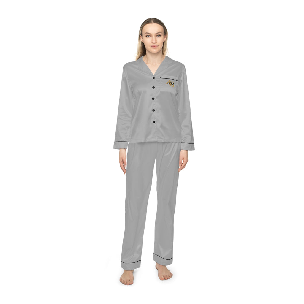 Women's Light Grey Satin Pajama Set — Luxurious Sleepwear Printify All Over Prints  314 Originals