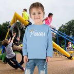 "Princess" Script Top with Gold Crown-Toddler Long Sleeve Tee Printify Kids clothes  314 Originals