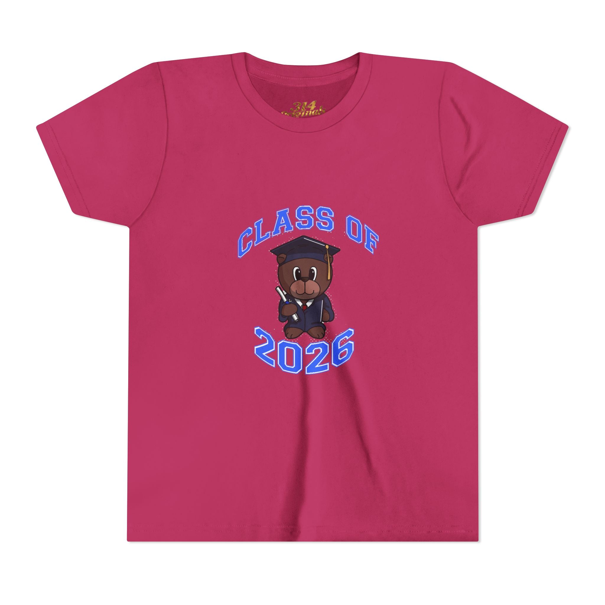 Class of 2026 Kids Graduation T‑Shirt — Cute Graduate Bear Youth Tee