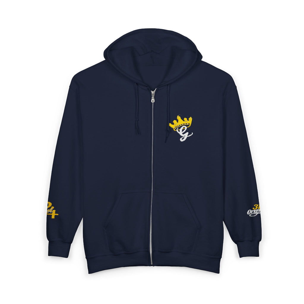 King's Gear Zip Hoodie — Full‑Zip with Gold Crown Emblem - 314 Originals