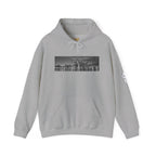 City Skyline Hoodie — Black & White Waterfront Panorama Pullover Printify Hoodie  314 Originals