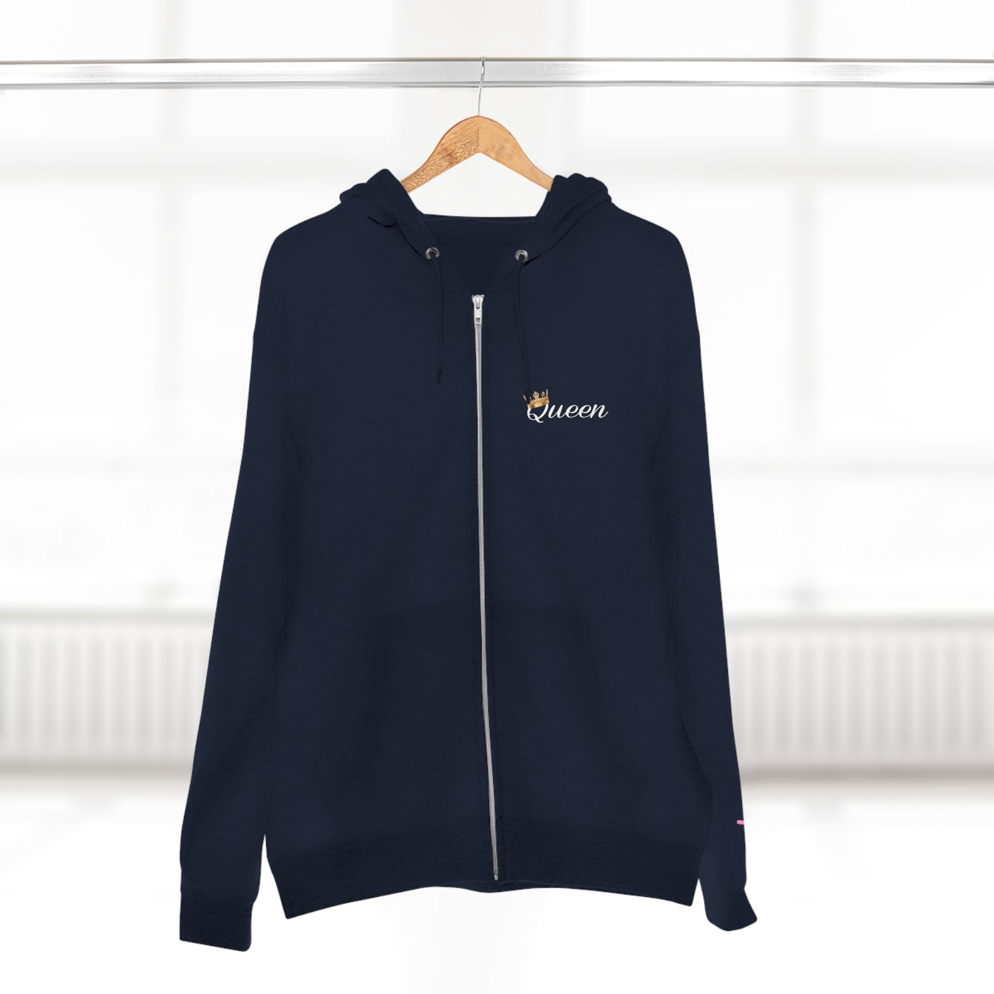 'Queen' Chest Logo Zip Hoodie — Women's Urban Streetwear Printify Hoodie  314 Originals