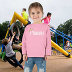 "Princess" Script Top with Gold Crown-Toddler Long Sleeve Tee Printify Kids clothes  314 Originals