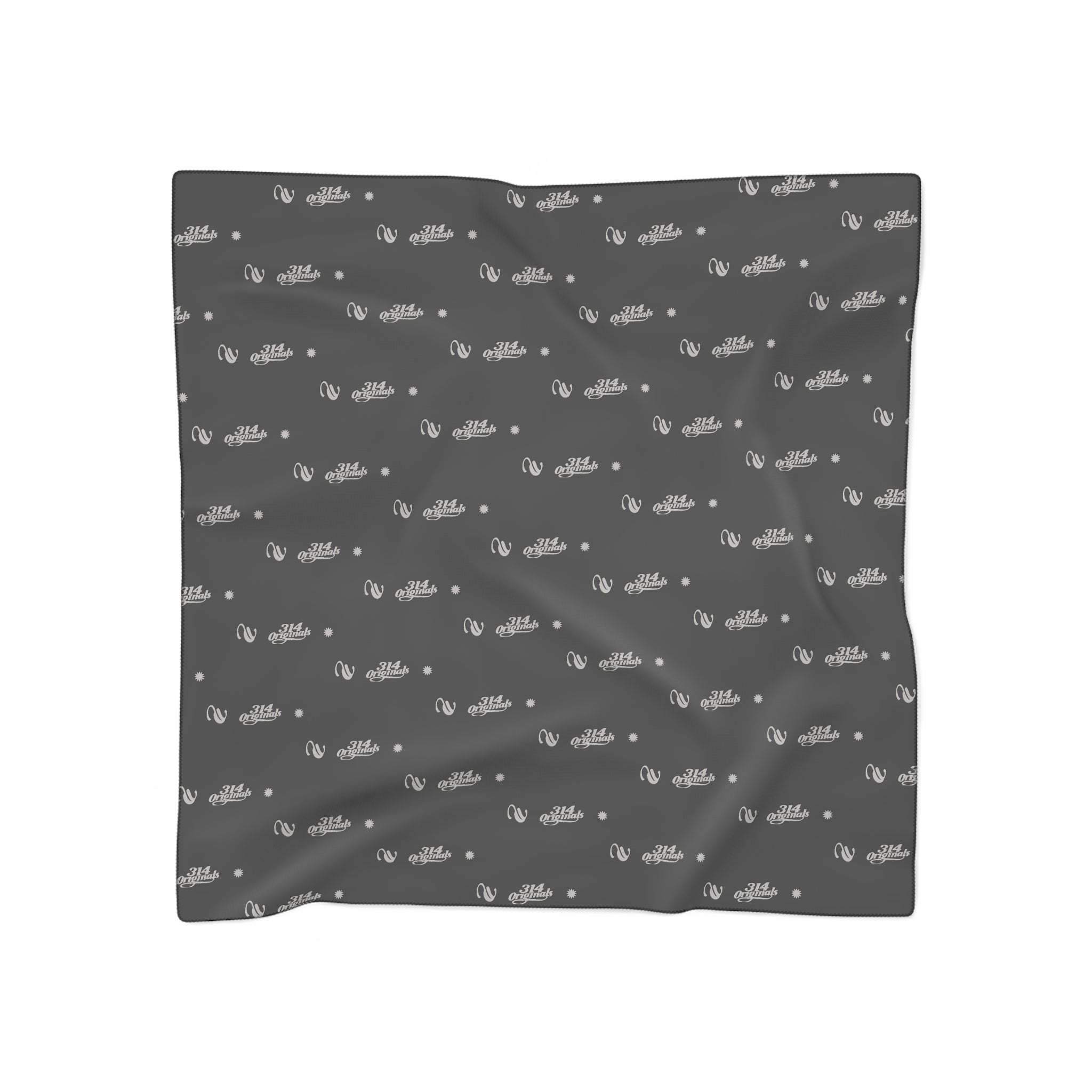 Black and Silver Logo Scarf — Script Pattern Polyester Scarf - 314 Originals