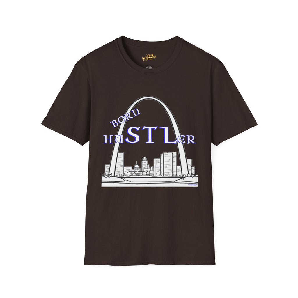 St. Louis Arch Skyline Tee — Born Hustler Front, 314 Originals Back - 314 Originals