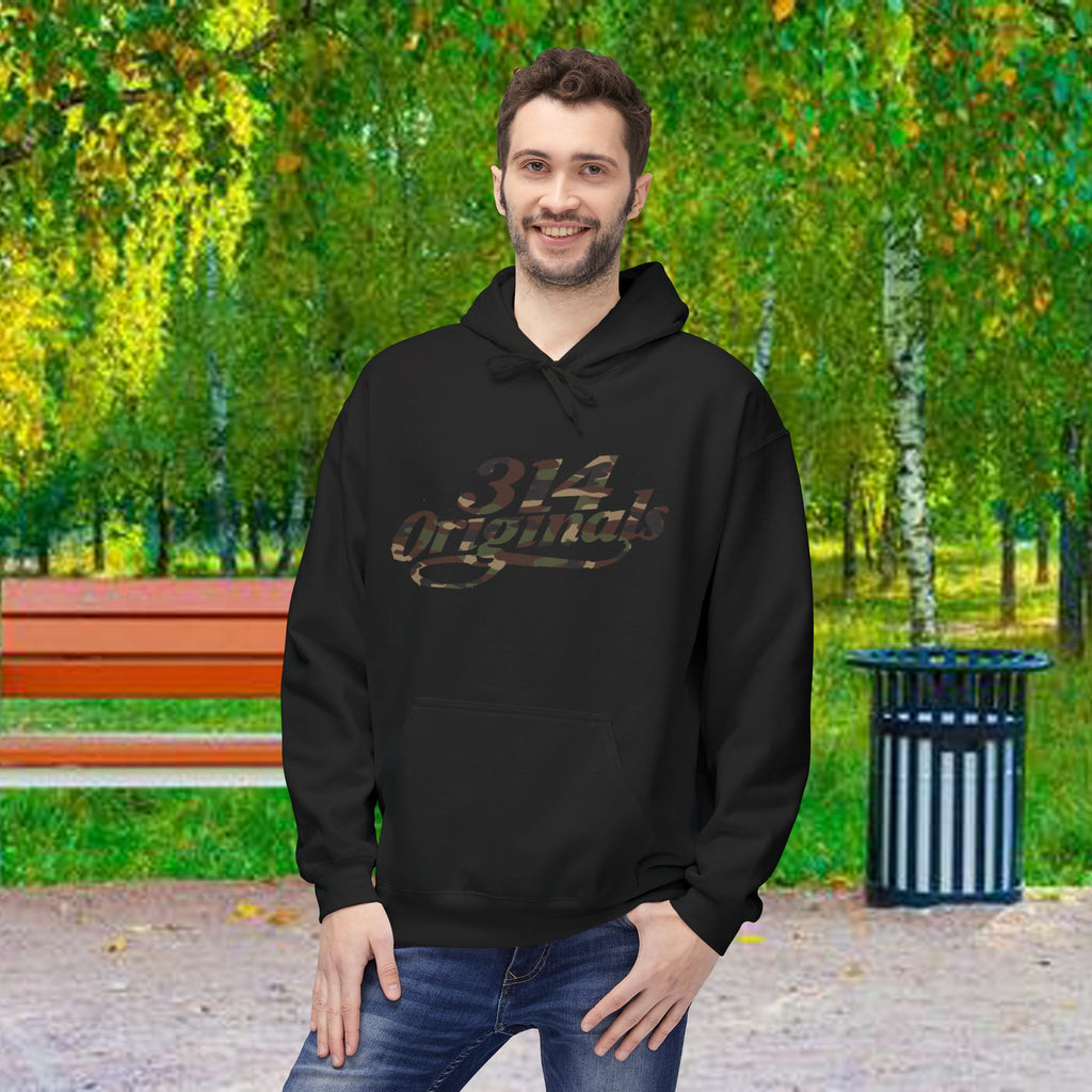 314 Originals Camo Hoodie — Retro Script Logo Pullover - 314 Originals