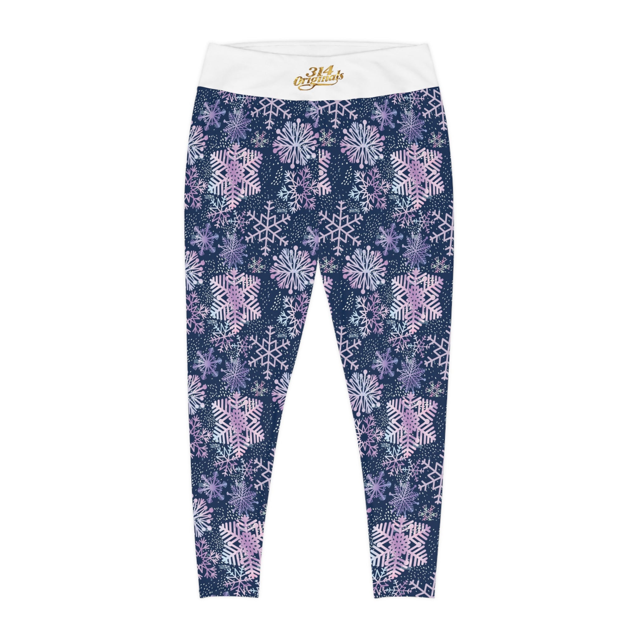 Snowflake Plus Size Leggings — Subtle Side Script Graphic, Comfortable Everyday Activewear - 314 Originals