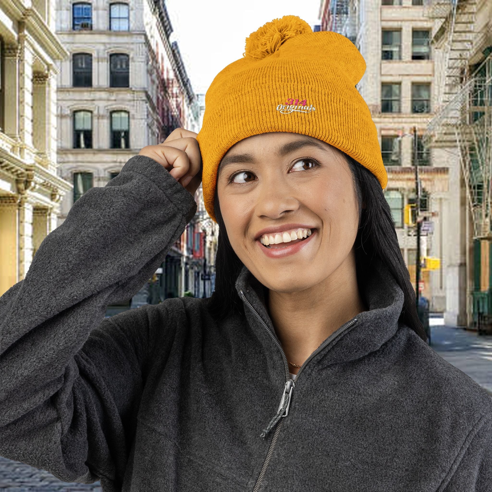 Embroidered Pom-Pom Knit Cap — '314 Originals' Beanie Printify Hats  314 Originals