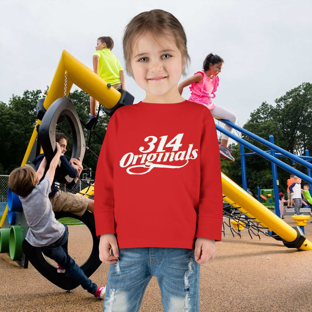 Toddler Long Sleeve Tee — "314 Originals" Retro Script Kids Shirt - 314 Originals