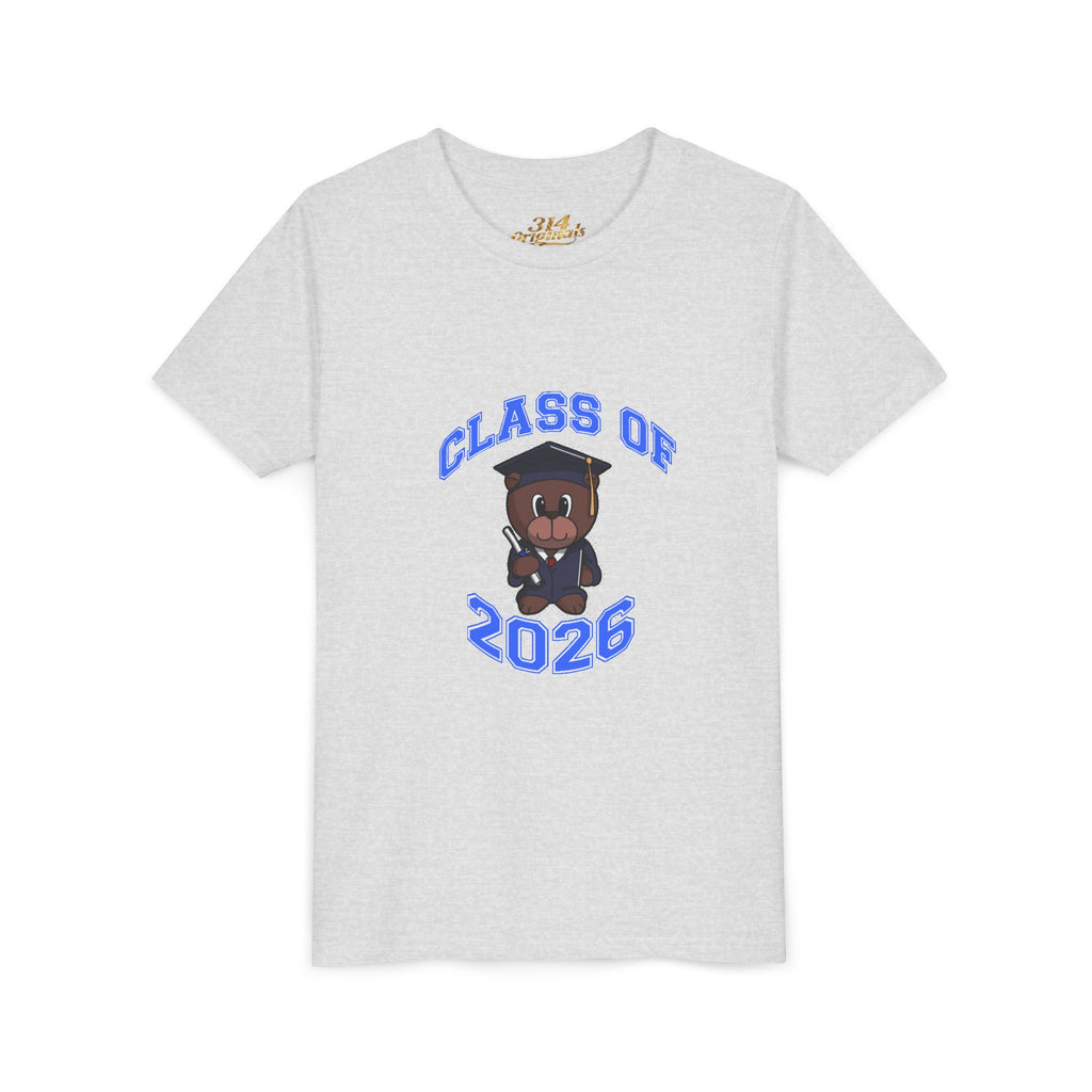 Class of 2026 Kids Graduation T‑Shirt — Cute Graduate Bear Youth Tee