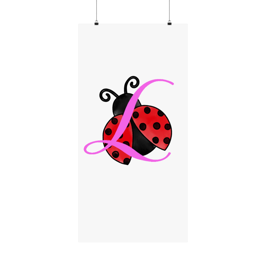 Ladybug Initial “L” Matte Poster — Cute Nursery Wall Art for Girls Printify Poster  314 Originals