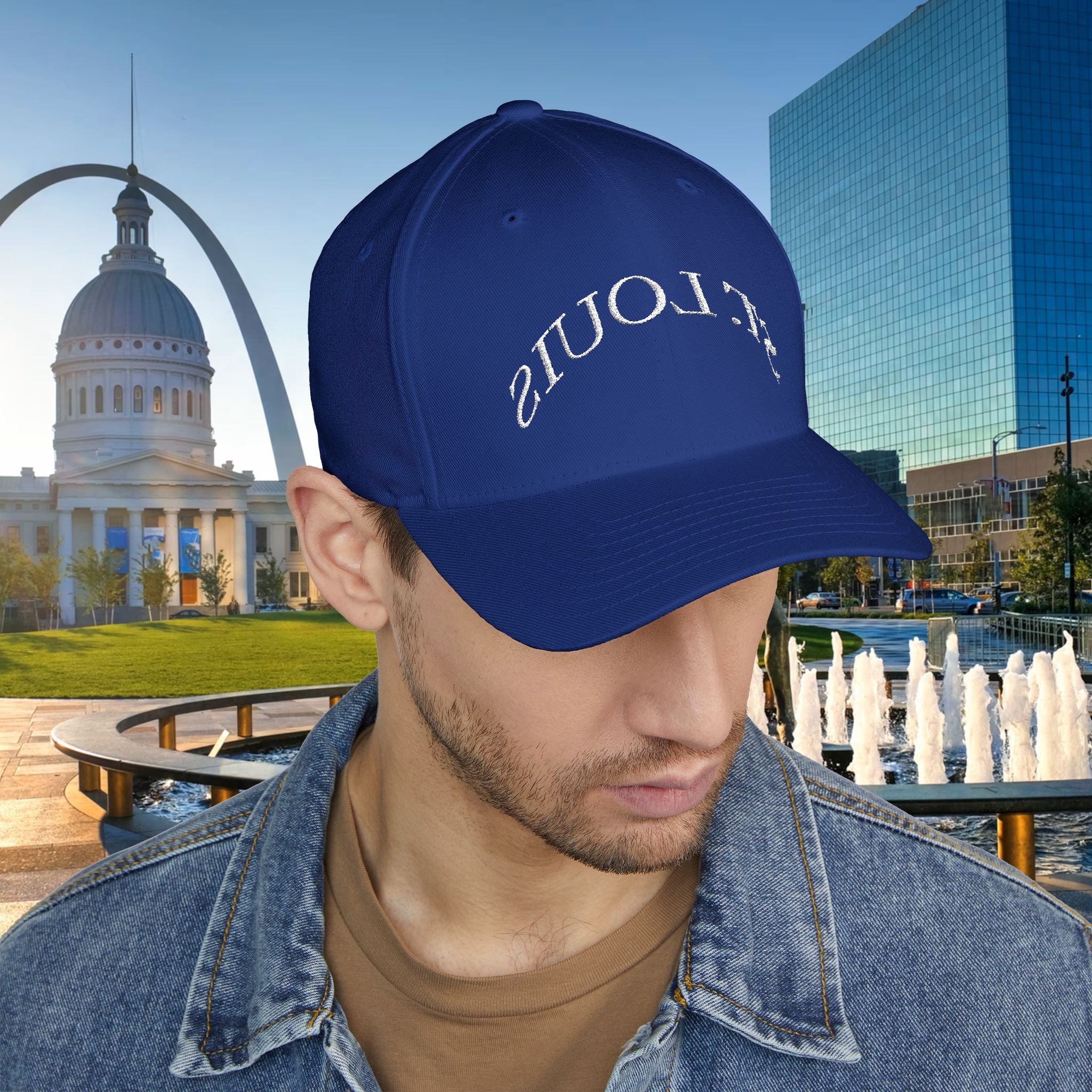 Embroidered "St. Louis" Closed-Back Structured Cap — Baseball Hat with 314 Retro Logo
