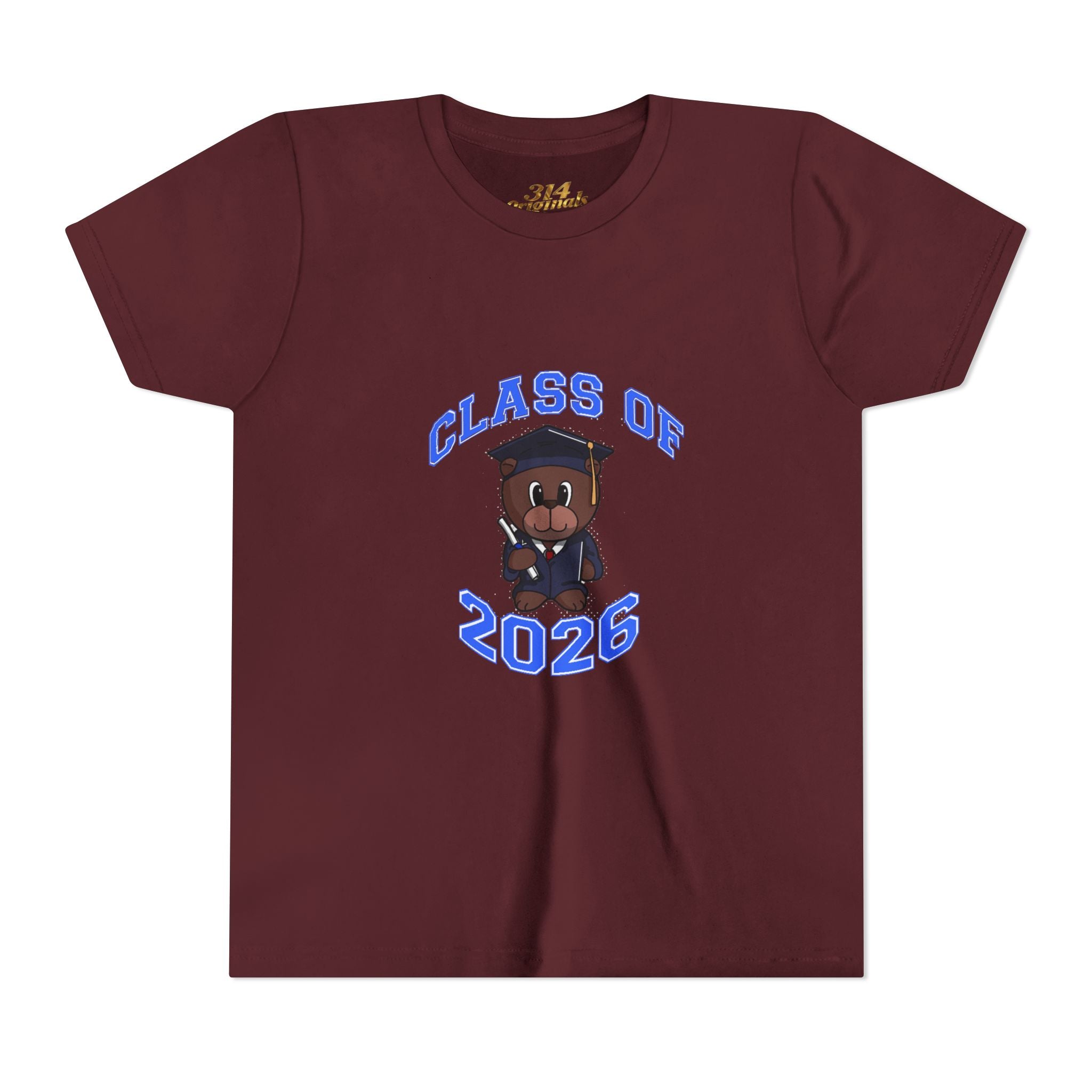 Class of 2026 Kids Graduation T‑Shirt — Cute Graduate Bear Youth Tee