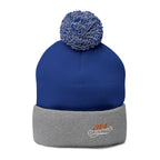 Embroidered Pom-Pom Knit Beanie – Cozy Winter Hat with Small Script Logo - 314 Originals