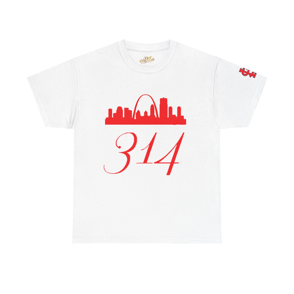 St. Louis 314 Skyline Tee — Red Gateway Arch City Number T-Shirt - 314 Originals