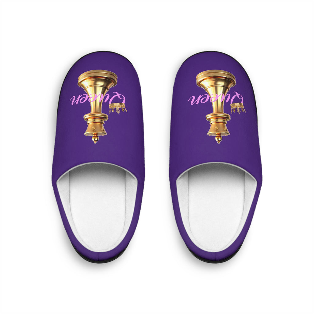 Queen Women's Indoor Slippers — Purple Regal Checkmate Cozy Slides - 314 Originals