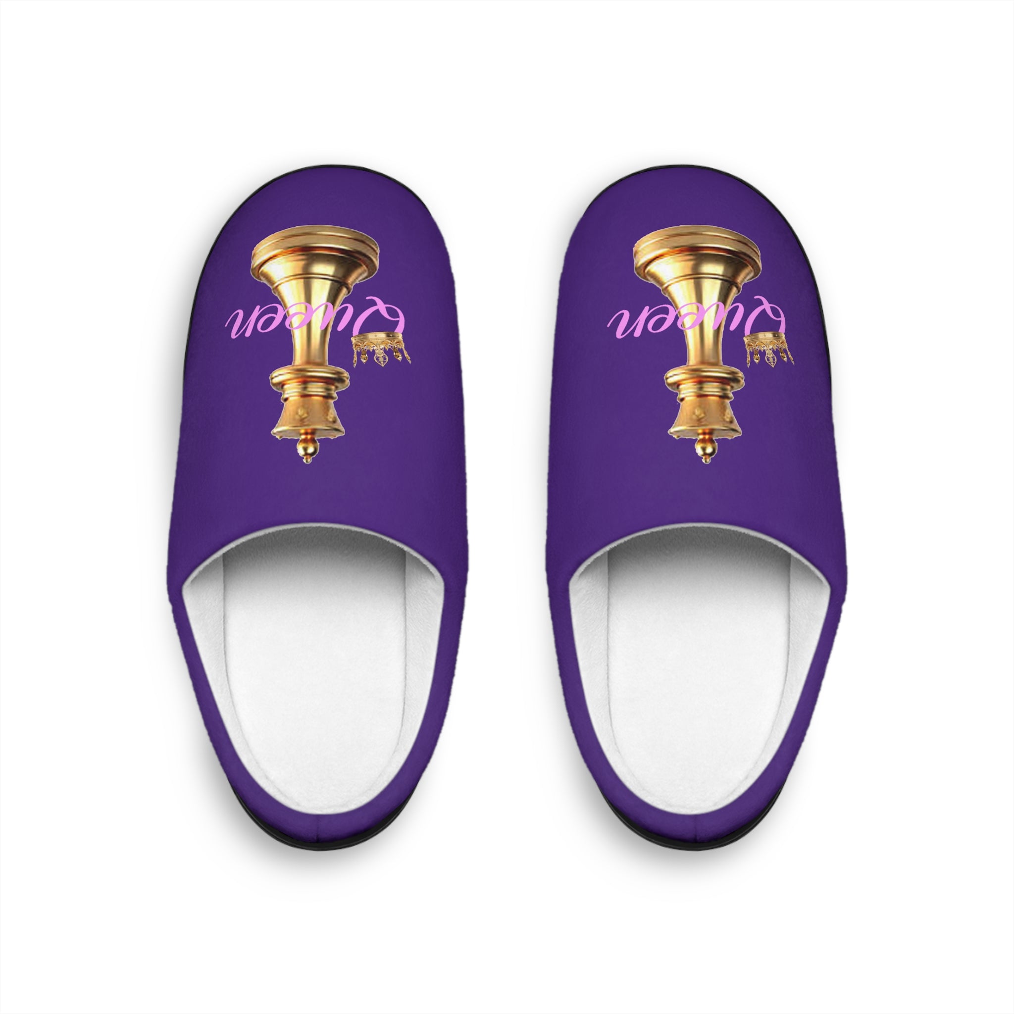 Queen Women's Indoor Slippers — Purple Regal Checkmate Cozy Slides - 314 Originals