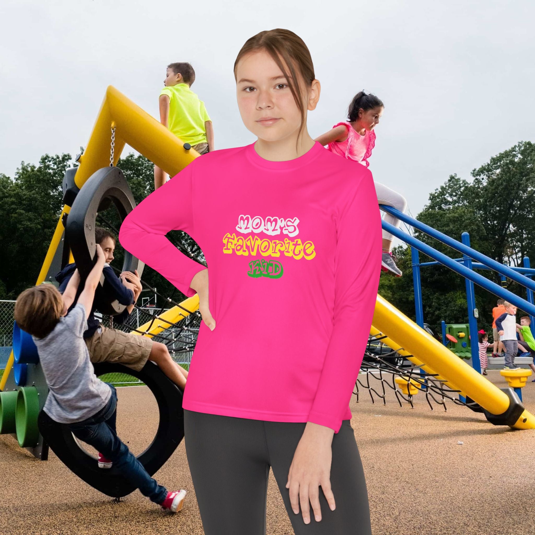 "Mom's Favorite Kid" Youth Long Sleeve Tee —  Retro Graphic