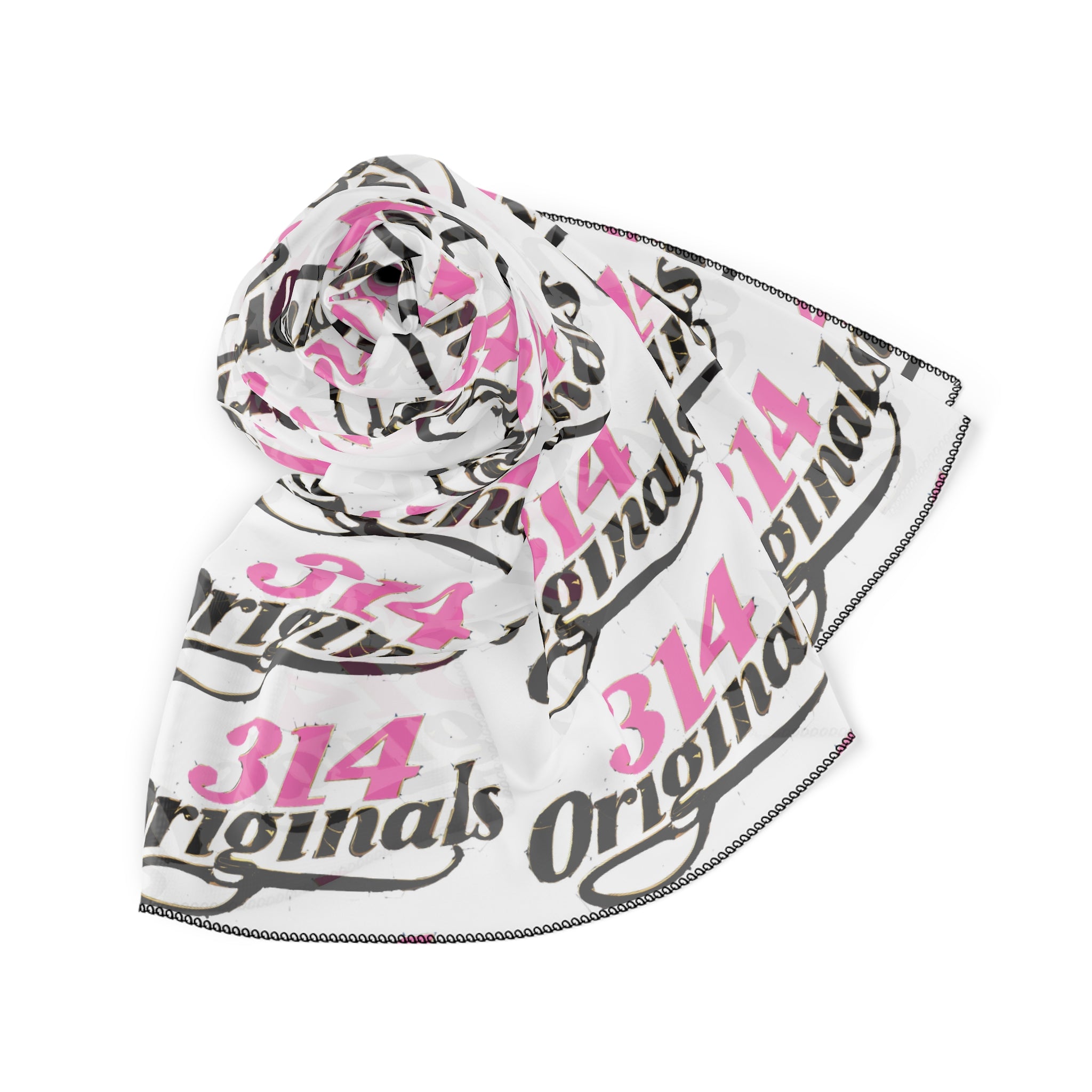 314 Logo Scarf — Pink & Black Poly Scarf - 314 Originals