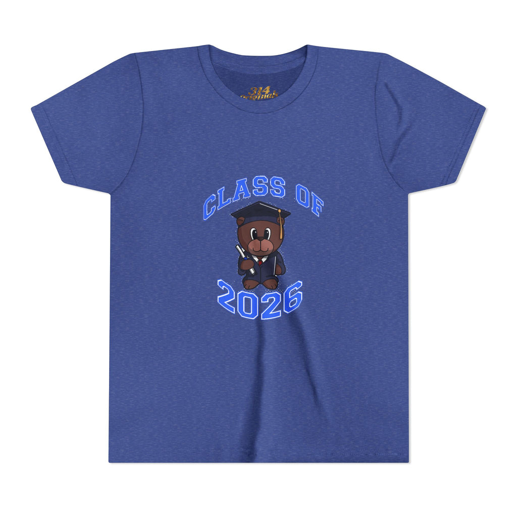 Class of 2026 Kids Graduation T‑Shirt — Cute Graduate Bear Youth Tee