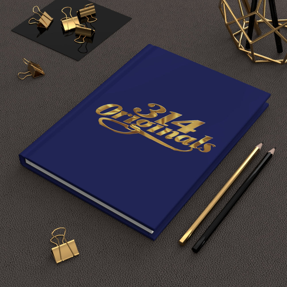 Hardcover Journal — '314 Originals' Gold Script on Navy Printify Paper products  314 Originals