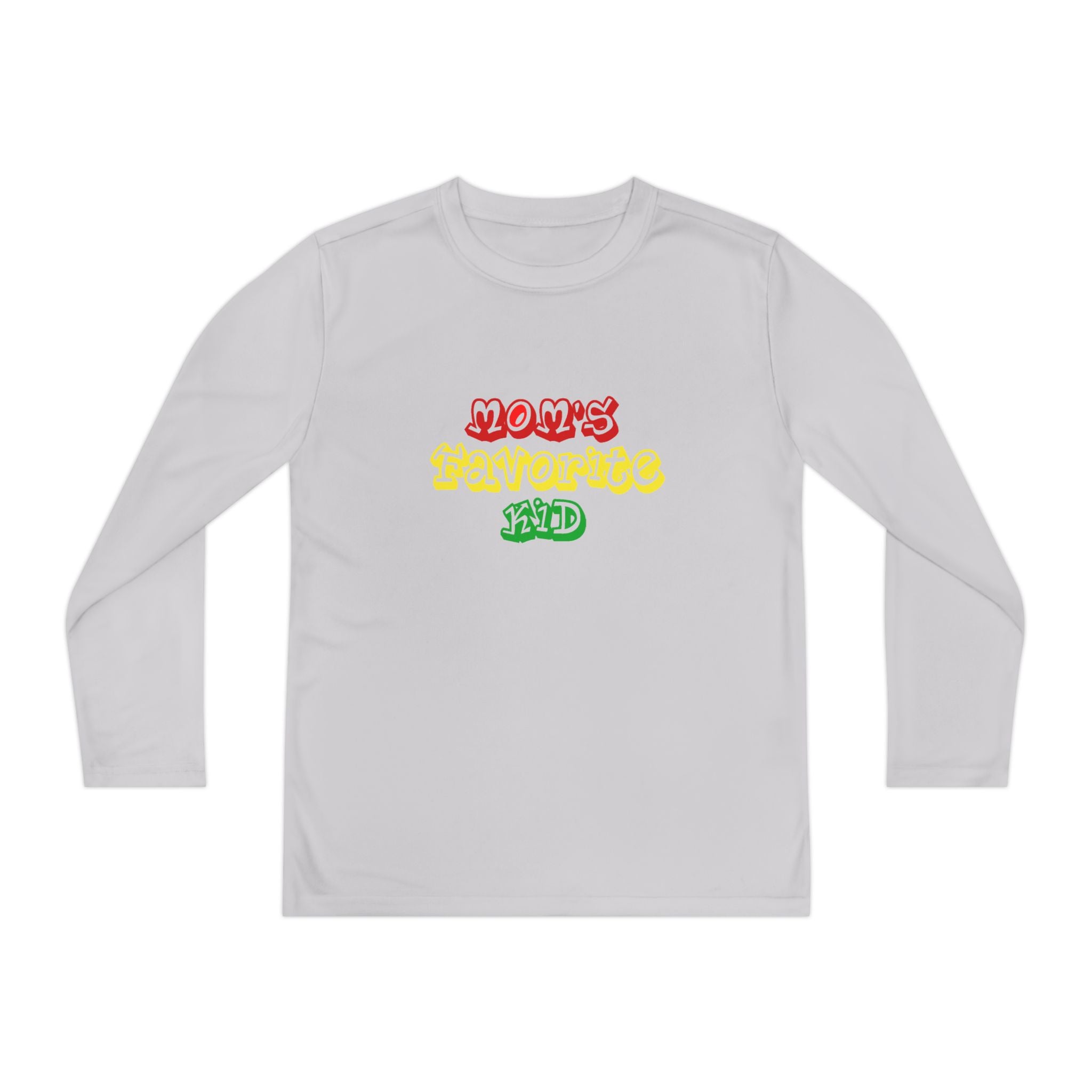 "Mom's Favorite Kid" Youth Long Sleeve Tee — Colorful Retro Graphic