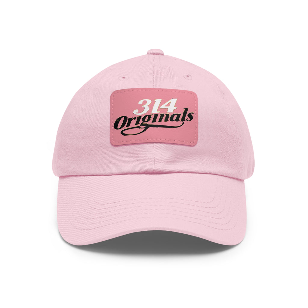 314 Originals Leather Patch Dad Hat — Retro Script Baseball Cap - 314 Originals