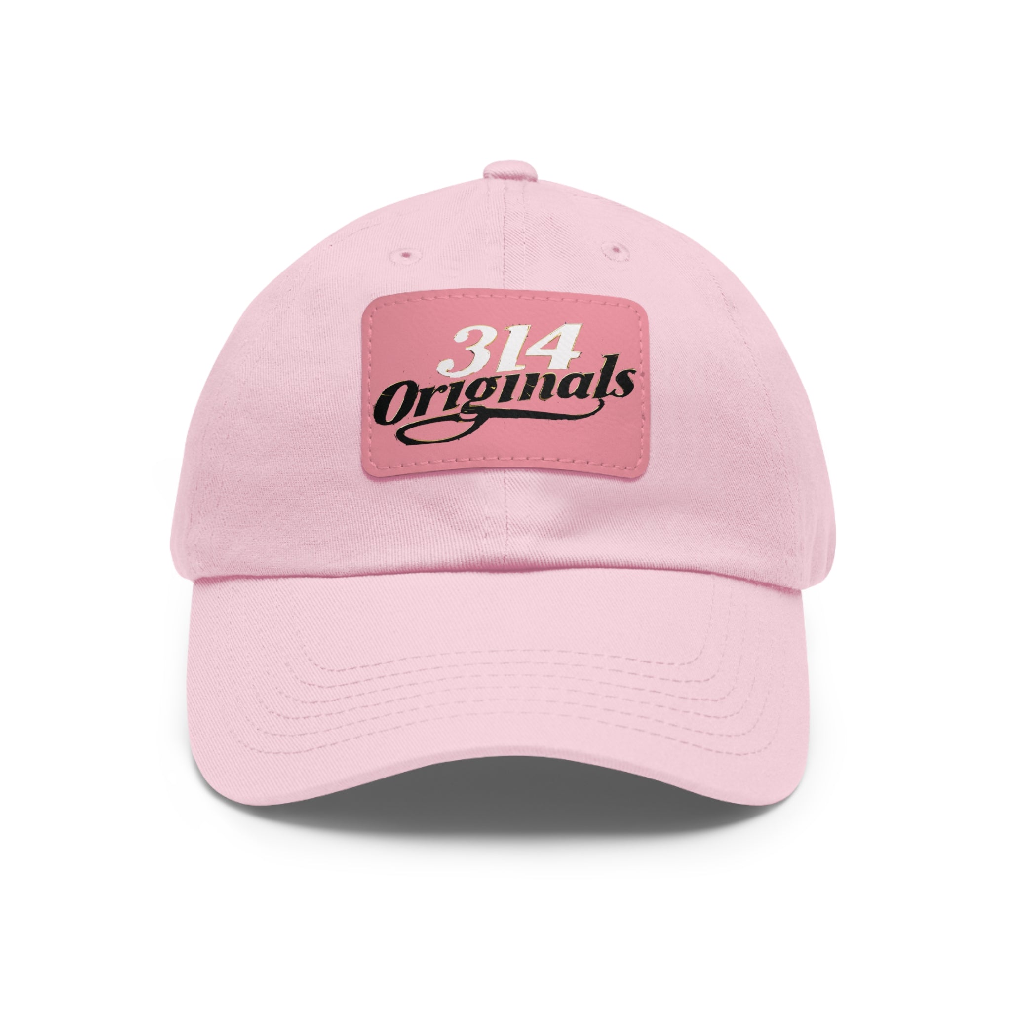 314 Originals Leather Patch Dad Hat — Retro Script Baseball Cap - 314 Originals