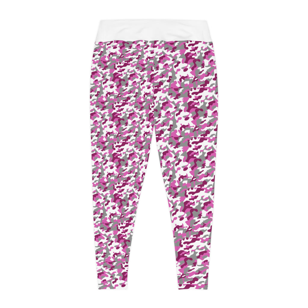 Pink Camo Plus Size Leggings — Subtle Side Script Graphic, Comfortable Everyday Activewear - 314 Originals