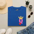Queen Q Crown T‑Shirt — Pink & Gold Heart Logo Tee