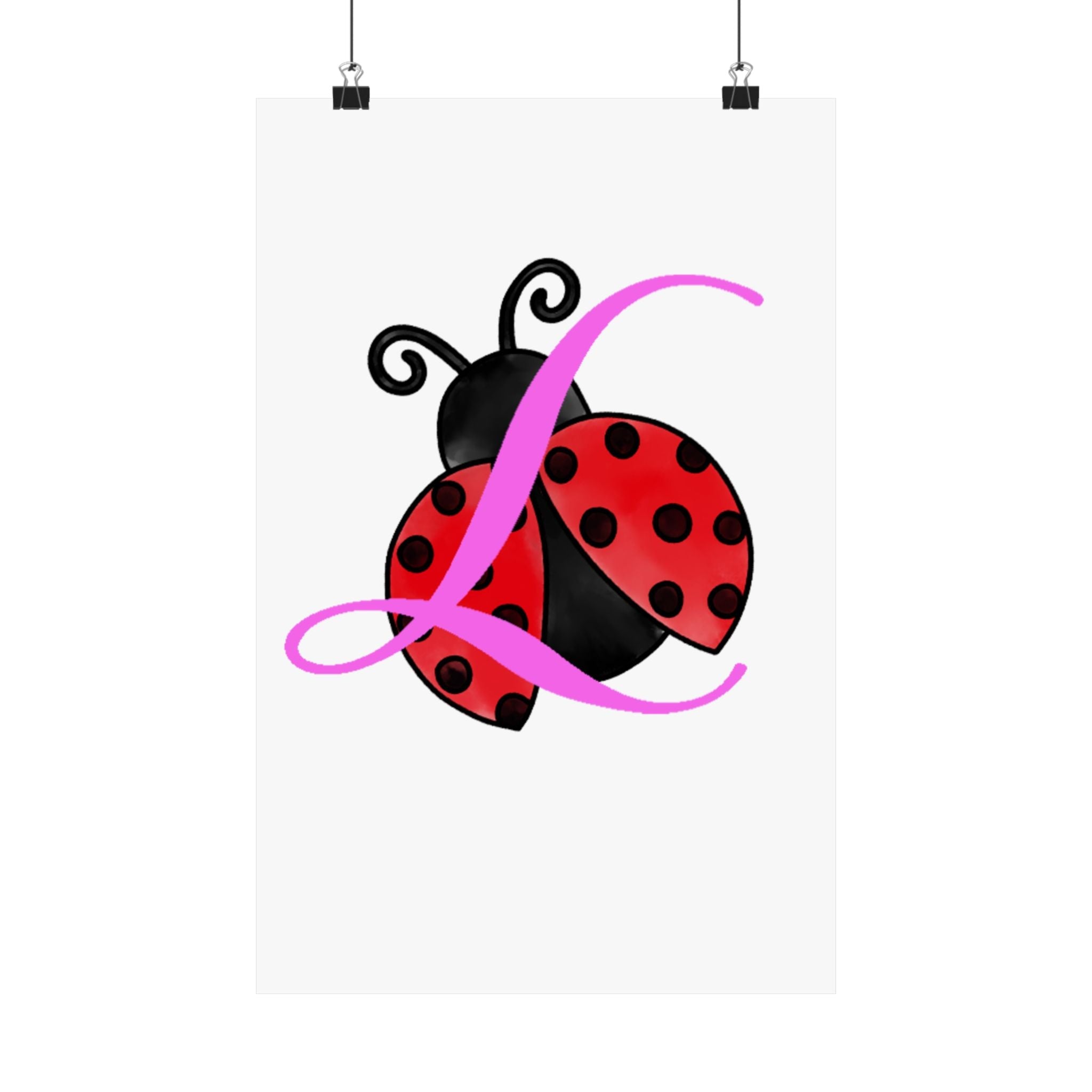 Ladybug Initial “L” Matte Poster — Cute Nursery Wall Art for Girls Printify Poster  314 Originals