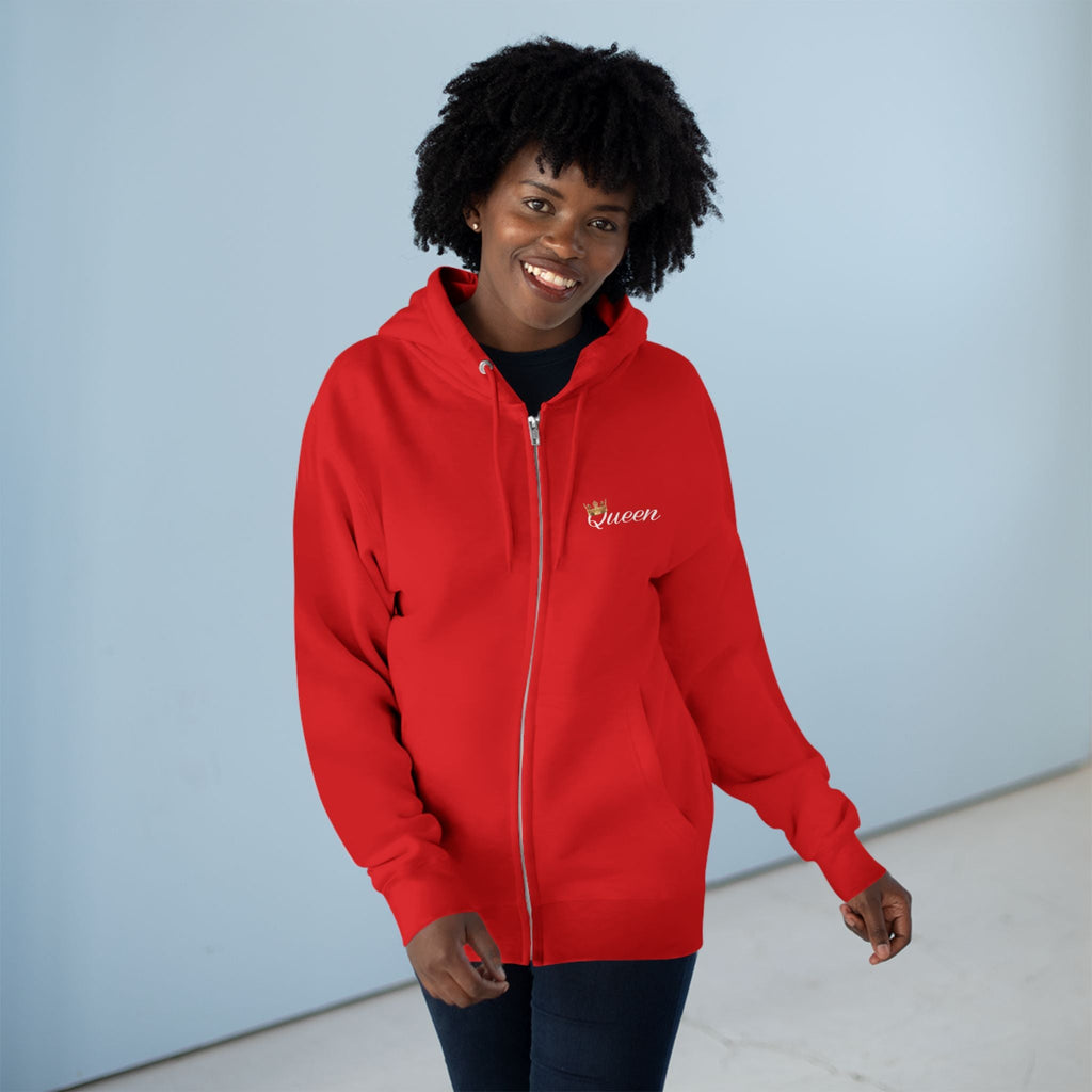 'Queen' Chest Logo Zip Hoodie — Women's Urban Streetwear Printify Hoodie  314 Originals