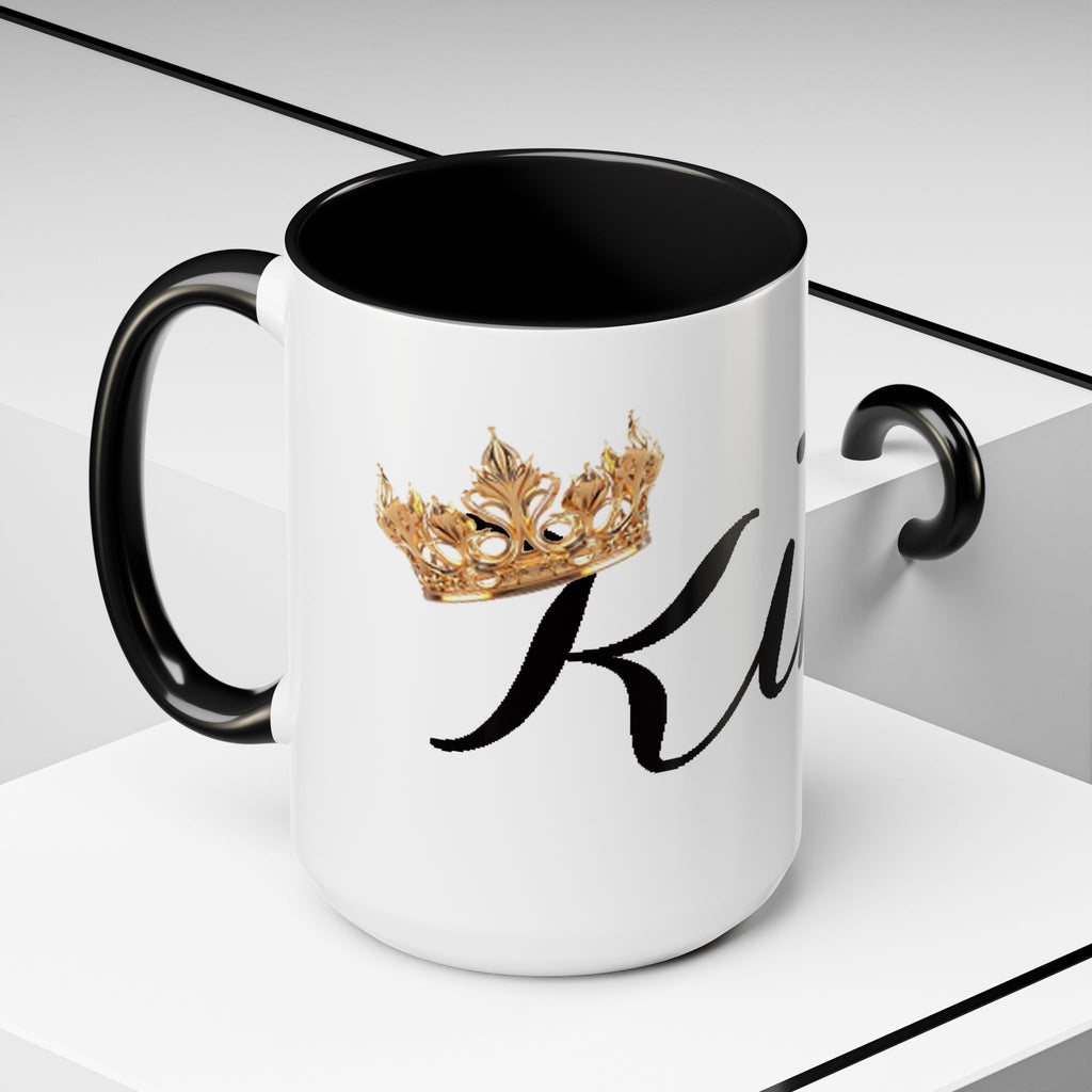 King Script Accent Coffee Mug — Crowned 'King' Ceramic Coffee Cup (11/15oz) - 314 Originals