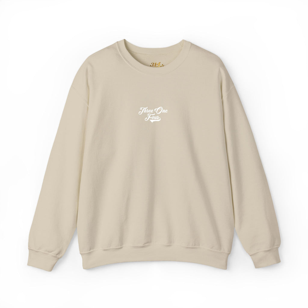 Three One Four Crewneck Sweatshirt — Minimal Script Chest Logo - 314 Originals