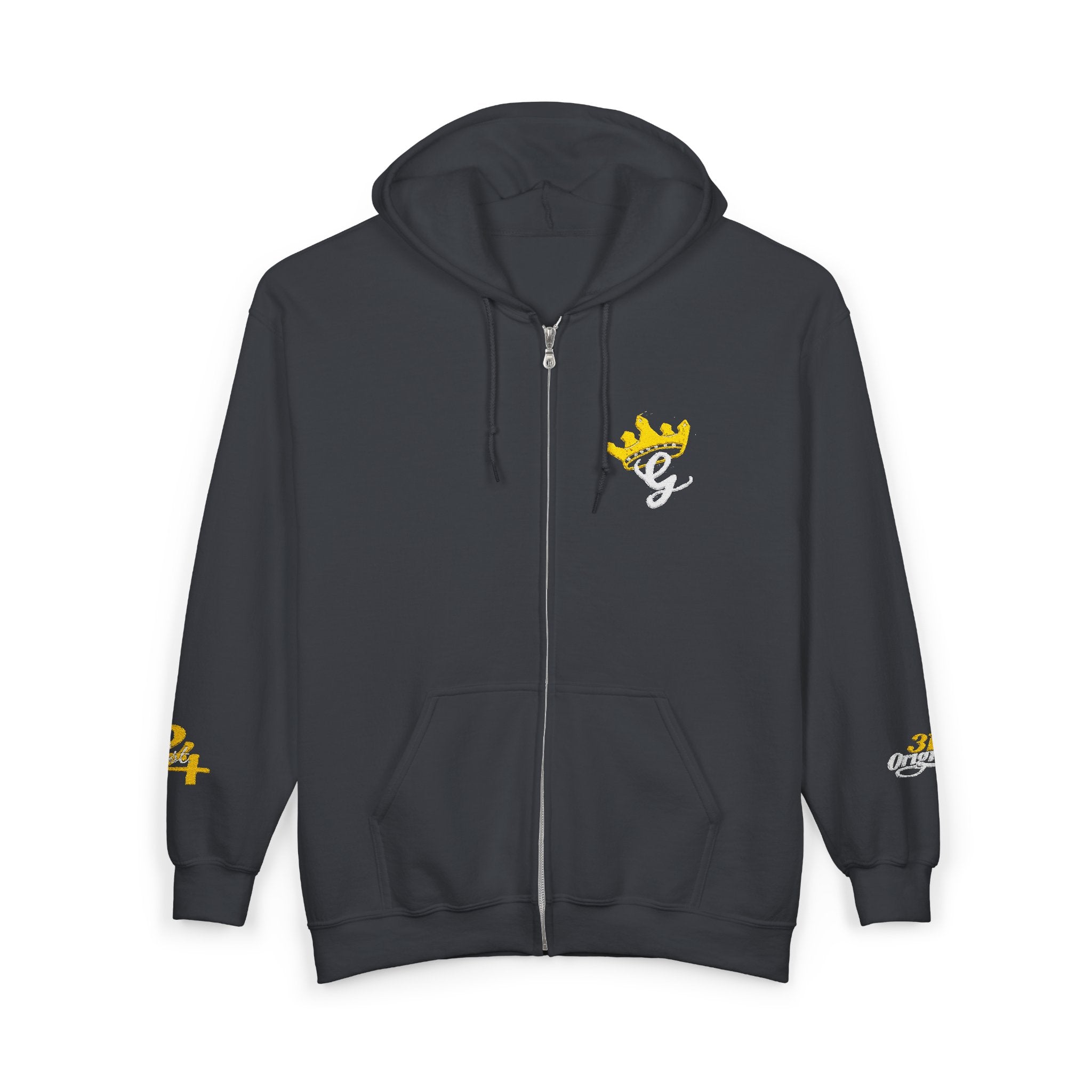 King's Gear Zip Hoodie — Full‑Zip with Gold Crown Emblem - 314 Originals