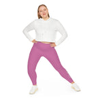 Light Pink Plus Size Leggings — Subtle Side Script Graphic, Comfortable Everyday Activewear - 314 Originals