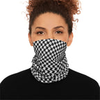 Houndstooth Winter Neck Gaiter with Drawstring — Cozy Black & White Face Scarf - 314 Originals