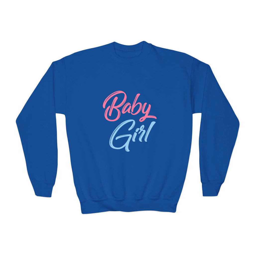 Baby Girl Youth Sweatshirt — Pink & Blue Script Crewneck - 314 Originals