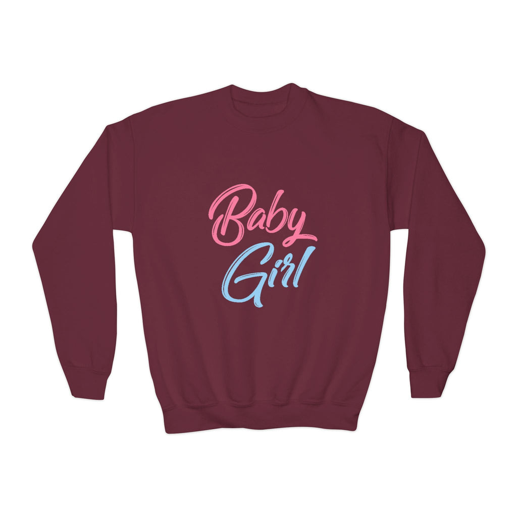 Baby Girl Youth Sweatshirt — Pink & Blue Script Crewneck - 314 Originals