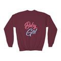 Baby Girl Youth Sweatshirt — Pink & Blue Script Crewneck - 314 Originals