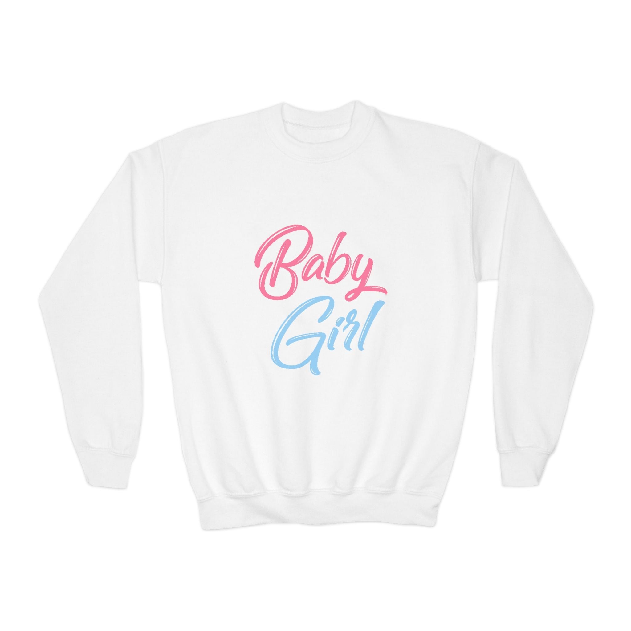 Baby Girl Youth Sweatshirt — Pink & Blue Script Crewneck - 314 Originals