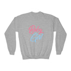 Baby Girl Youth Sweatshirt — Pink & Blue Script Crewneck - 314 Originals