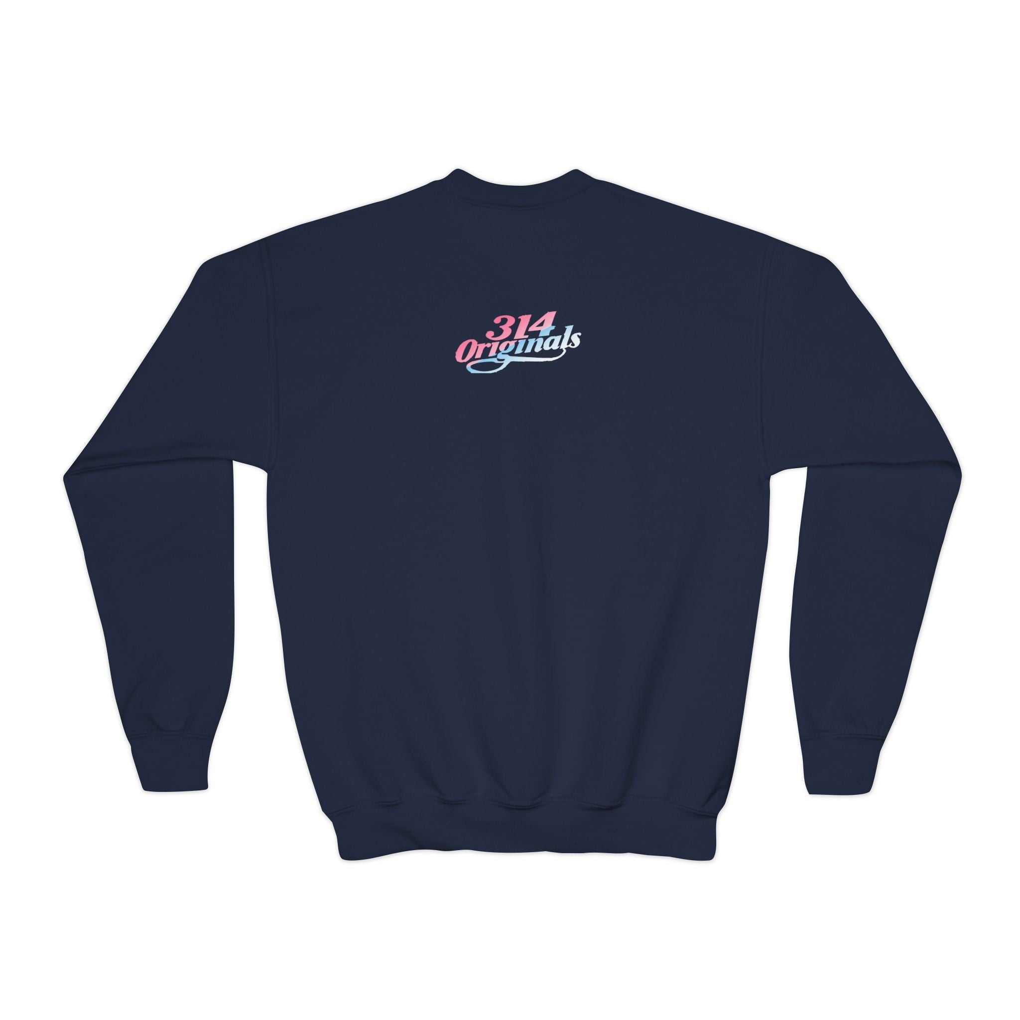 Baby Girl Youth Sweatshirt — Pink & Blue Script Crewneck - 314 Originals