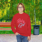 Baby Girl Youth Sweatshirt — Pink & Blue Script Crewneck - 314 Originals