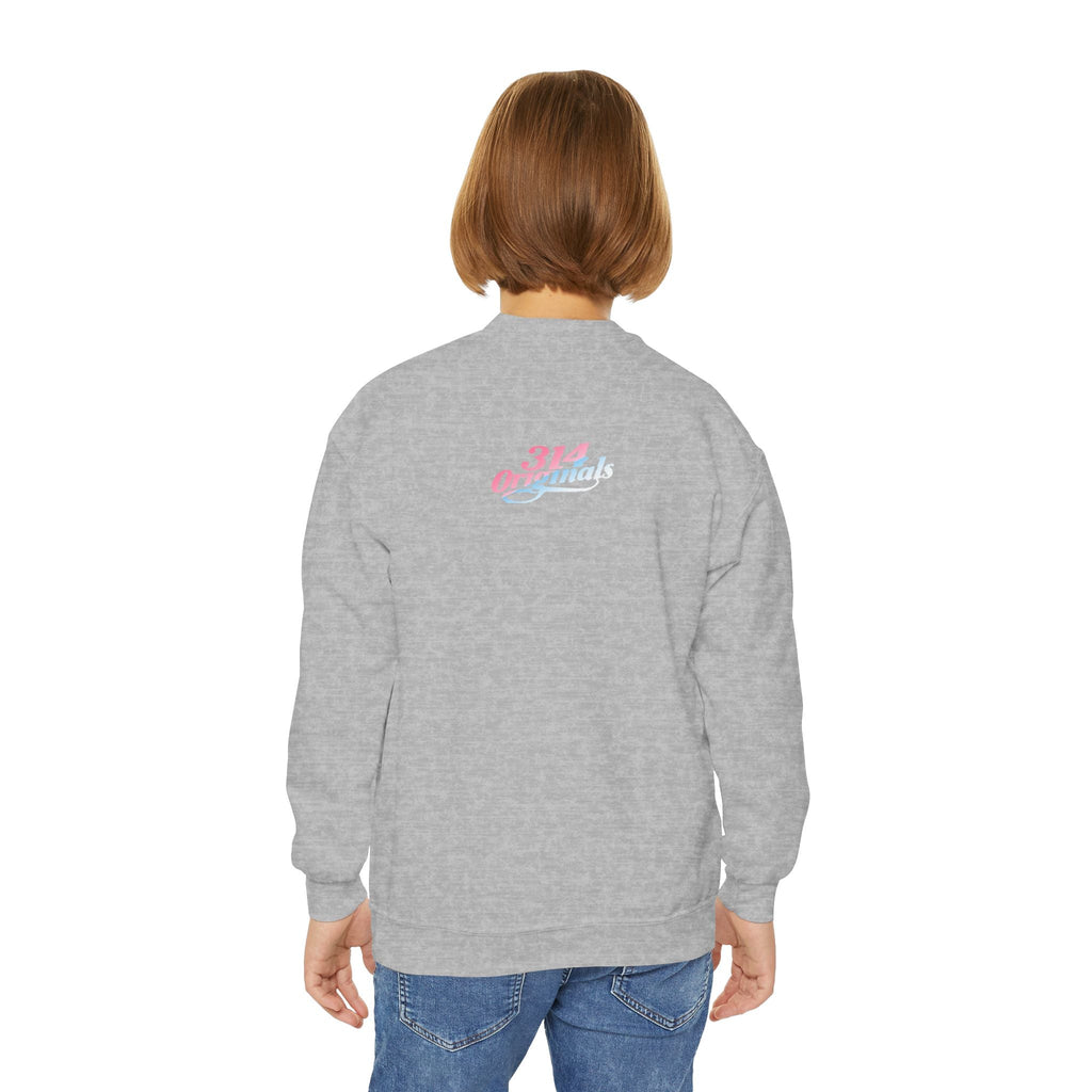 Baby Girl Youth Sweatshirt — Pink & Blue Script Crewneck - 314 Originals