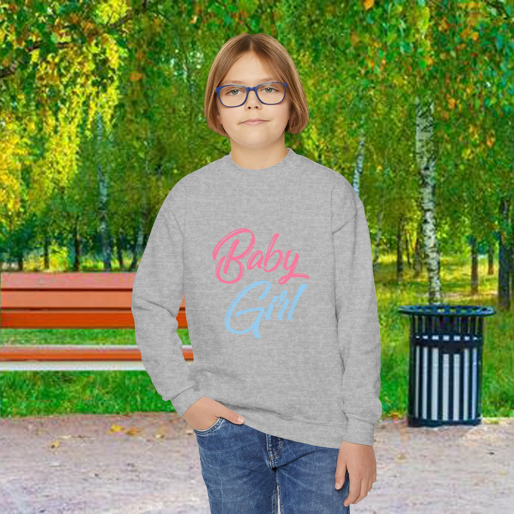 Baby Girl Youth Sweatshirt — Pink & Blue Script Crewneck - 314 Originals