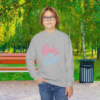Baby Girl Youth Sweatshirt — Pink & Blue Script Crewneck - 314 Originals