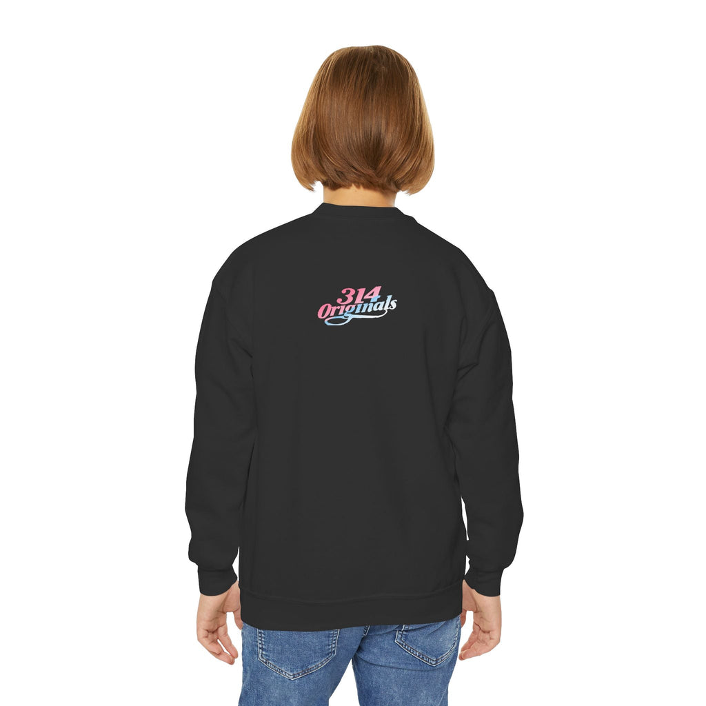 Baby Girl Youth Sweatshirt — Pink & Blue Script Crewneck - 314 Originals
