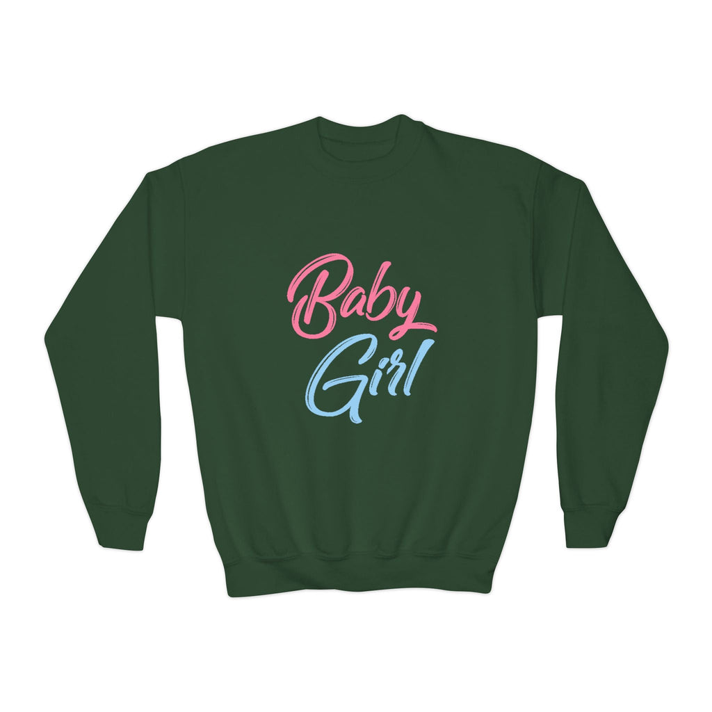 Baby Girl Youth Sweatshirt — Pink & Blue Script Crewneck - 314 Originals